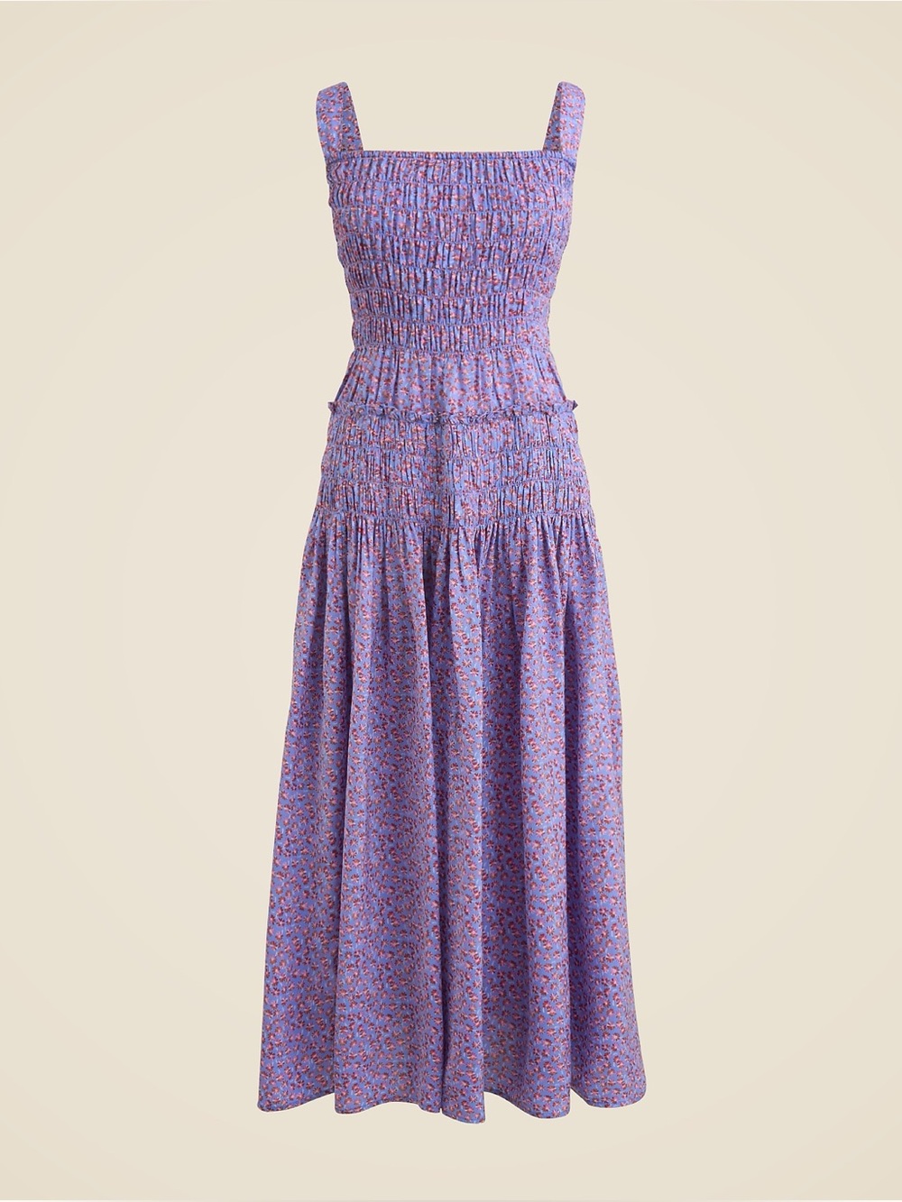 Smocked midi dress in summer fields print